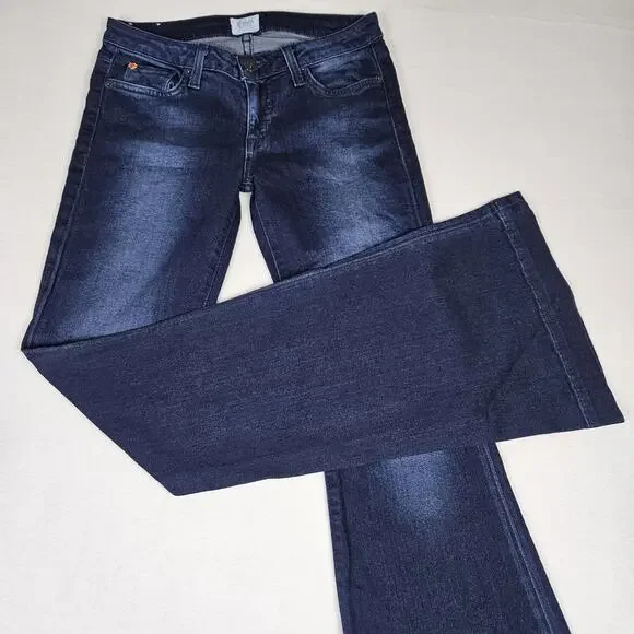 Hudson Ferris Flare Jeans Womens Dark Wash Stretch Denim Flap Pocket Low Rise 27 - Picture 3 of 16